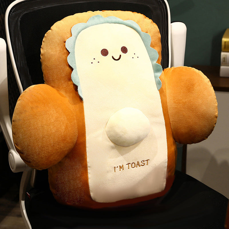 Anyseat Seat Cushion 58cm Smiley Face Toast Bread Stuffed Car Seat Plush Cartoon Back Support Pillow Home Decor