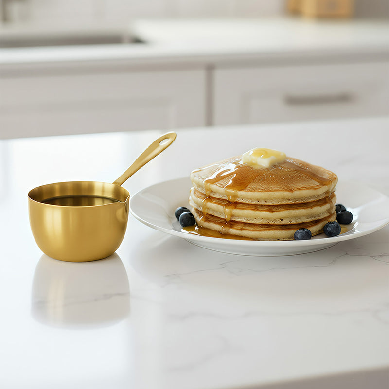 Anygleam Cookware Pouring Pots 2pcs Gold Mini Sauce Heating Stainless Steel Kitchen Chocolate Pot Butter Milk Drip Pot Small With Handle