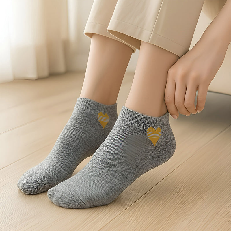 Anyfootwear 5 Pairs Women’s Cotton Spandex Socks Fruit Heart Liner Creative Design