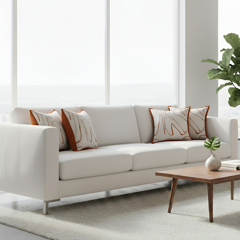 Anypillow White with Orange Abstract Line Decorative Cushion Cover – Soft Throw Pillowcase for Sofa & Bed