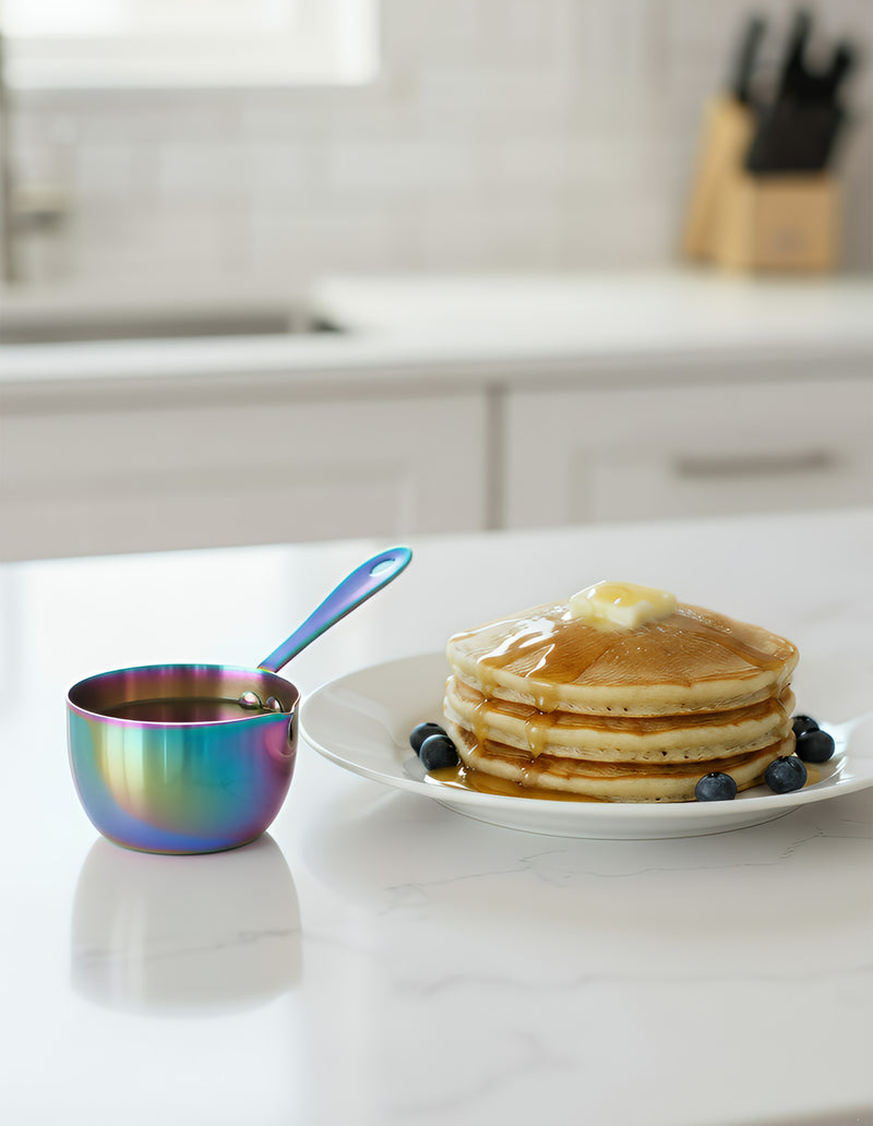 Anygleam Cookware Pouring Pots 2pcs Rainbow Mini Sauce Heating Stainless Steel Kitchen Chocolate Pot Butter Milk Drip Pot Small With Handle