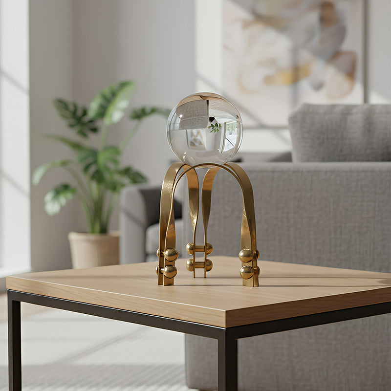 ANYHOUZ 23cm Luxury Crystal Ball Tabletop Home Decor Modern Art Living Room Display House Decorative Crafts Metal Ornaments 26
