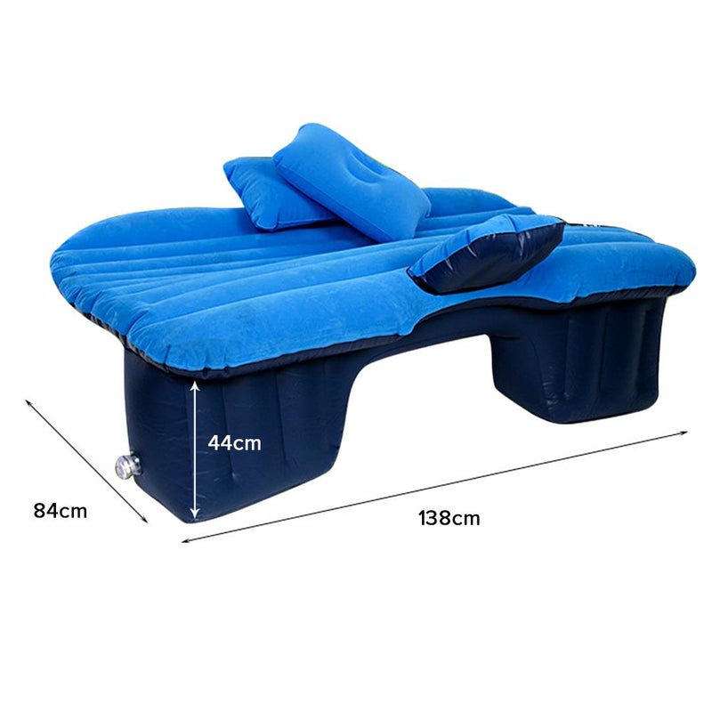 Inflatable Car Mattress 2PC Portable Travel Camping Air Bed Rest Sleeping Bed Blue