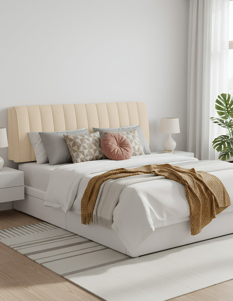 Anycozy Headboard Cover Off White Short Plush Super Soft Smooth Quilted Velvet Bed Back Dust Protector Cover 160x70cm
