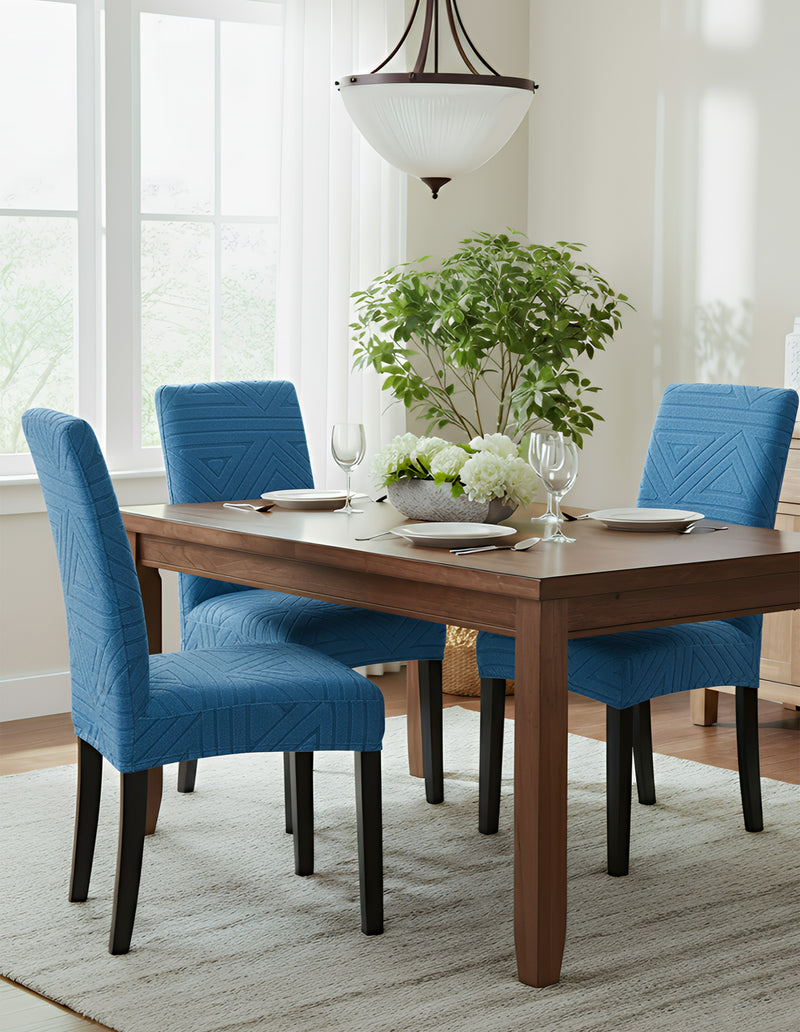 Anyseat Blue Triangular Design Chair Cover – Elastic Anti‑Dirt Design for Dining, Kitchen, Wedding, Hotel & Banquet Use