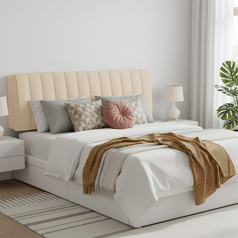 Anycozy Headboard Cover Off White Short Plush Super Soft Smooth Quilted Velvet Bed Back Dust Protector Cover 160x70cm