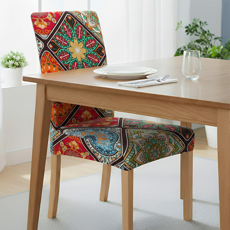Anyseat Multi Color Floral Bohemian Style Pattern Print Elastic Chair Cover – Plain Dining Slipcover & Home Décor