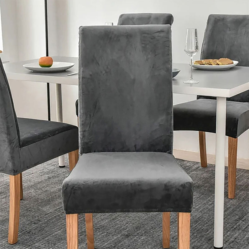 Anyseat Dark Grey Velvet Dining Chair Cover – Plush Stretchable Slipcover for Kitchen & Dining Room Chairs