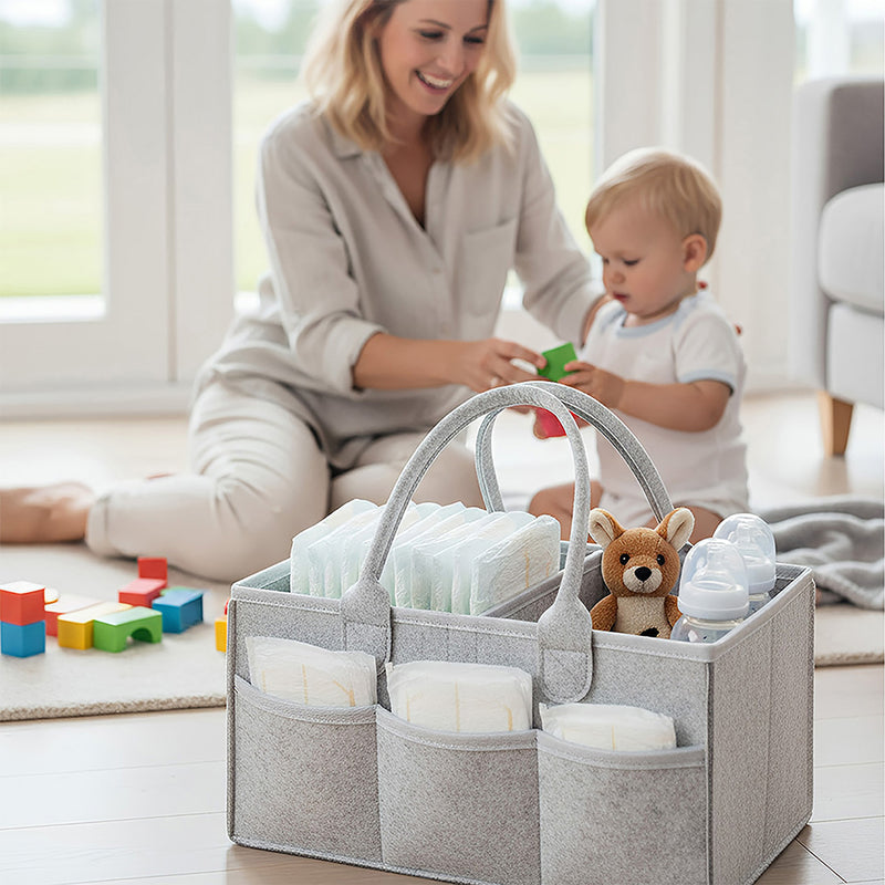 Anysort Mommy Diaper Bag Light Grey Organizer Multifunctional Newborn Things Nursery Stackers and Caddies Pouch Large Storage