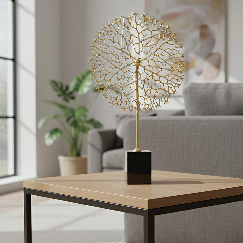 ANYHOUZ 33cm Luxury Metal Tree Tabletop Home Decor Modern Art Living Room Display House Decorative Crafts Metal Ornaments with Marble Base