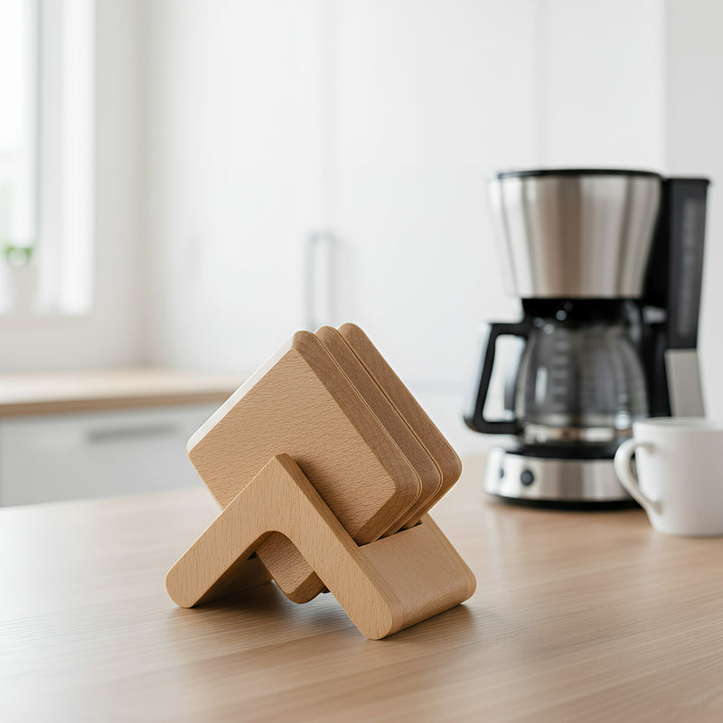 Anygleam Natural 6pcs Wooden Coasters Cup Kitchen Tools Accessories