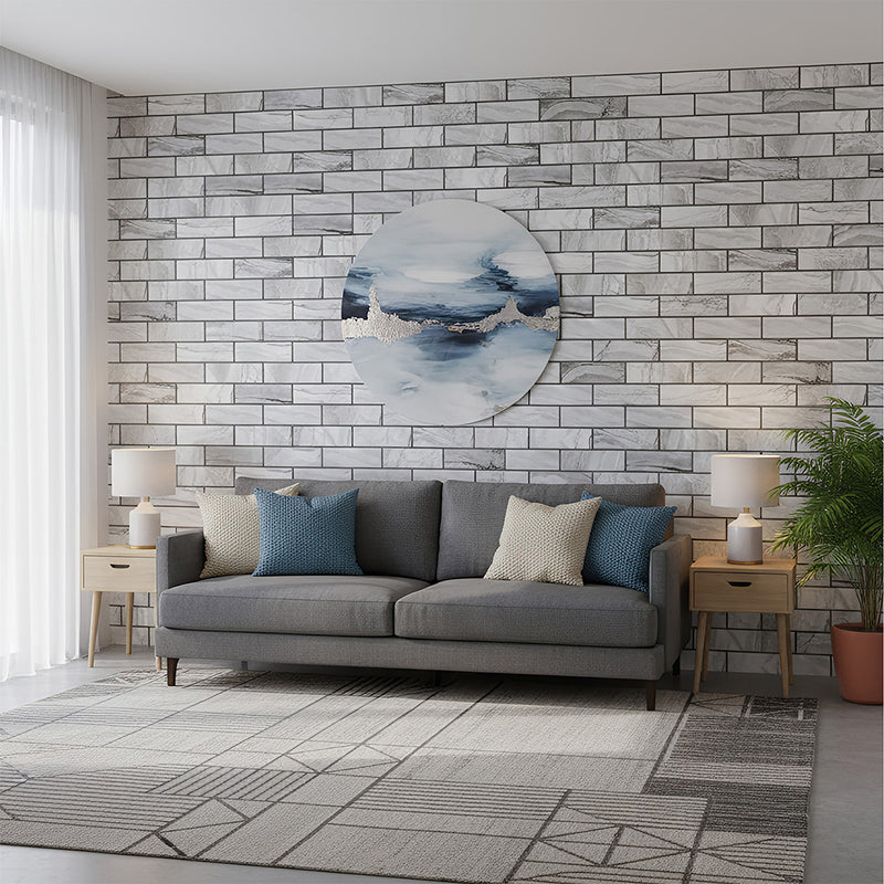 ANYHOUZ 10pcs Self Adhesive Vinyl Wall Tile Grey Marble Waterproof