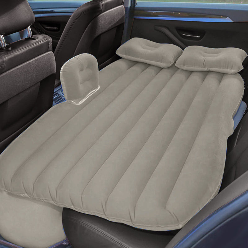 Inflatable Car Mattress Grey StripePortable Camping Rest Air Bed Travel Compact Sleeping Kit Essentials