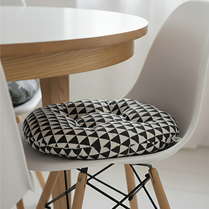 Anypillow Black & White Round Cushion – Geometric Seat Pad