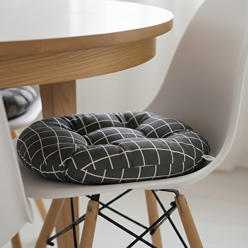 Anypillow Black Grid Pattern Chair Pad – Soft Seat Cushion