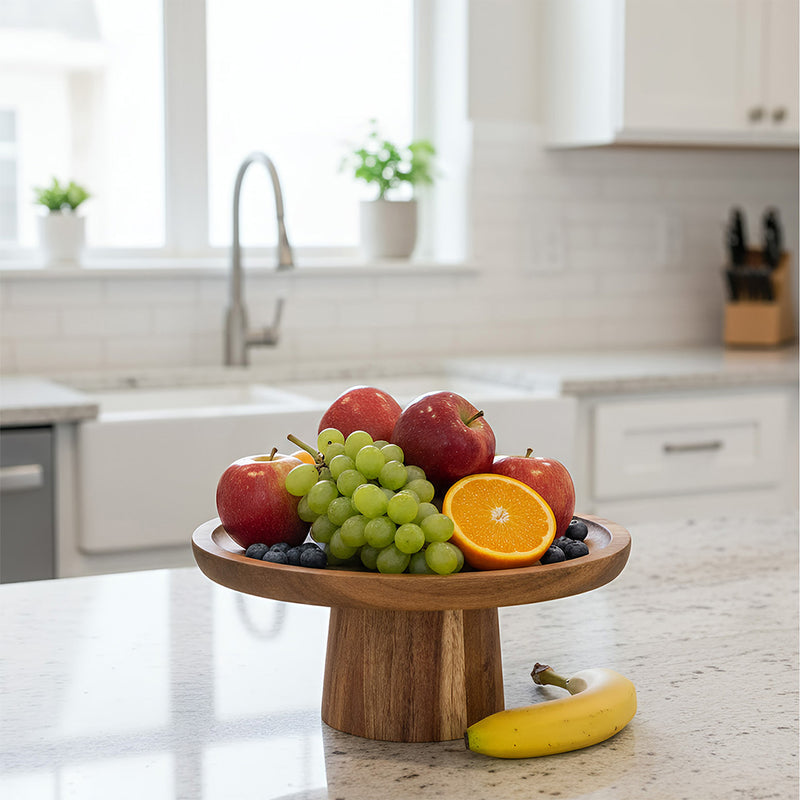 Anygleam Natural Wood Wooden Cake Stand Food Kitchen Tableware