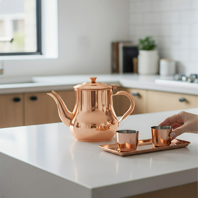 Anygleam Rose Gold Stainless Steel Teapot with Filter – Multi-Purpose Kettle for Coffee, Tea, Oil & Seasonings
