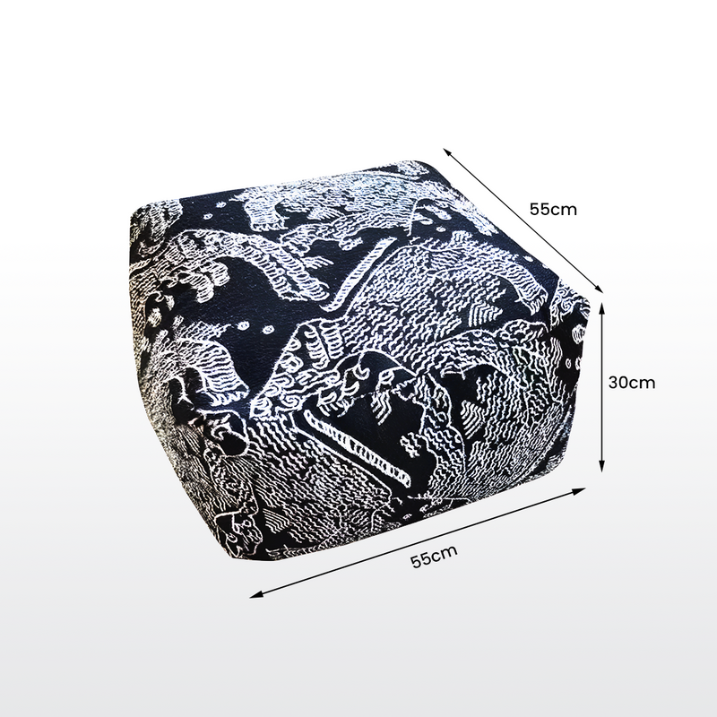 Anypillow 2PC 55x30cm Black Squared Soft Pouffe Seat Cushion Elegant Home Accent Decor Stylish Footstool