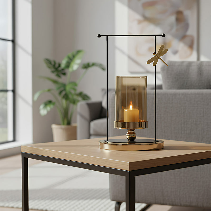 ANYDECO 34cm Candle Holder Flower Vase Tabletop Home Decor Modern Art Living Room Display House Decorative Crafts Ornaments with Metal Base