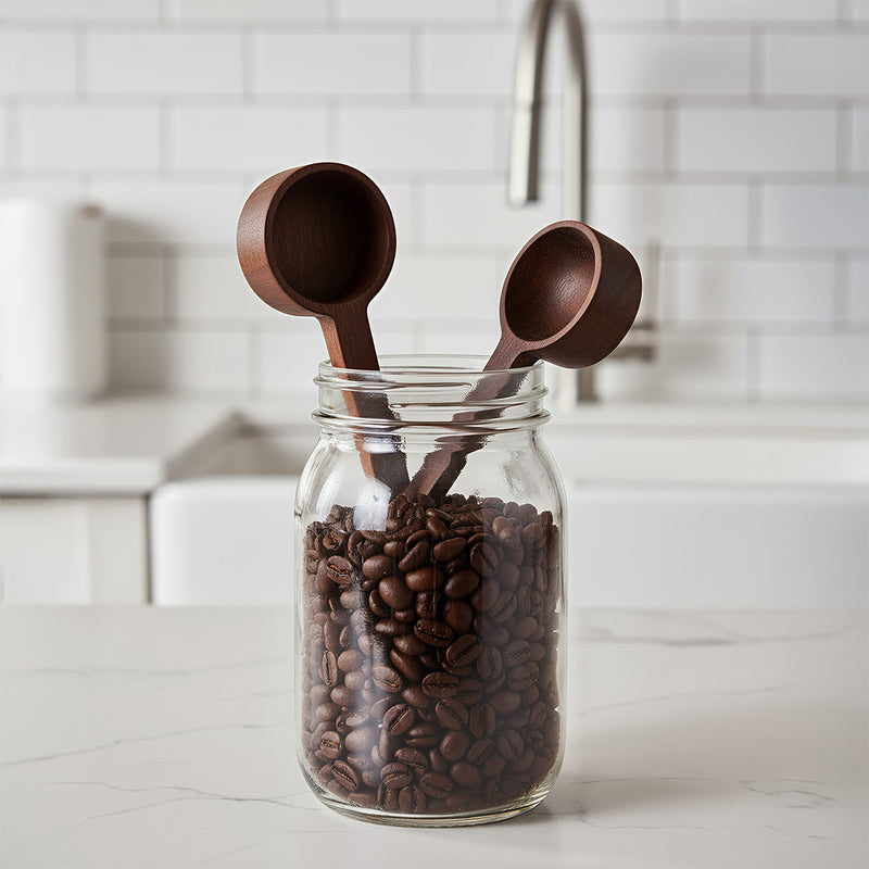 Anygleam Natural Wood 2pcs Wooden Coffee Measuring Spoon Kitchen Tableware