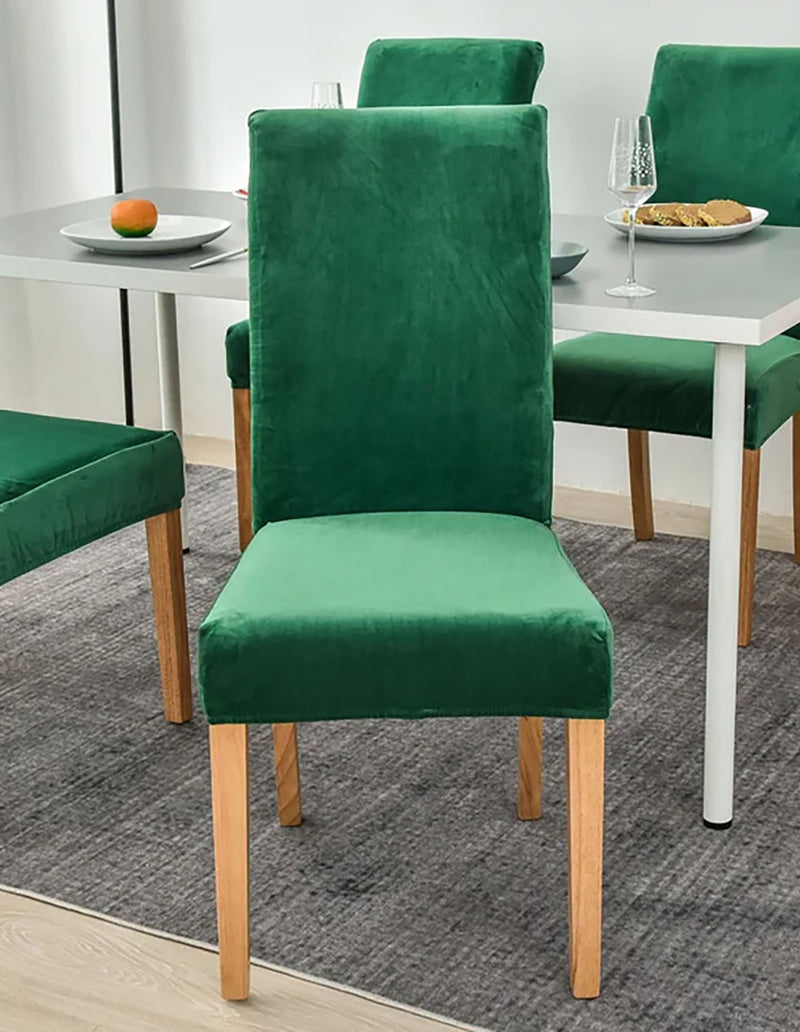 Anyseat Chair Cover Green Velvet Plush Slipcover for Dining Kitchen