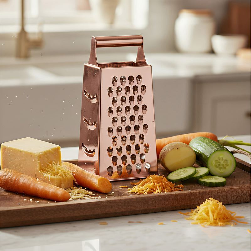 Anygleam Rose Gold Stainless Steel Food Slicer – Multi-Function Kitchen Tool for Fruits, Vegetables & More