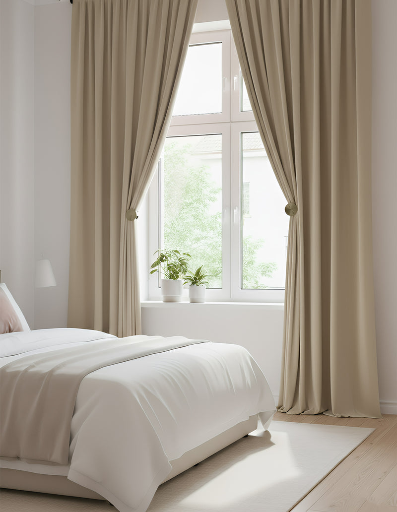 Anydrape Beige Velvet Blackout Curtains – High‑Quality Modern Luxury Drapes for Living Room, Bedroom & Dining Windows