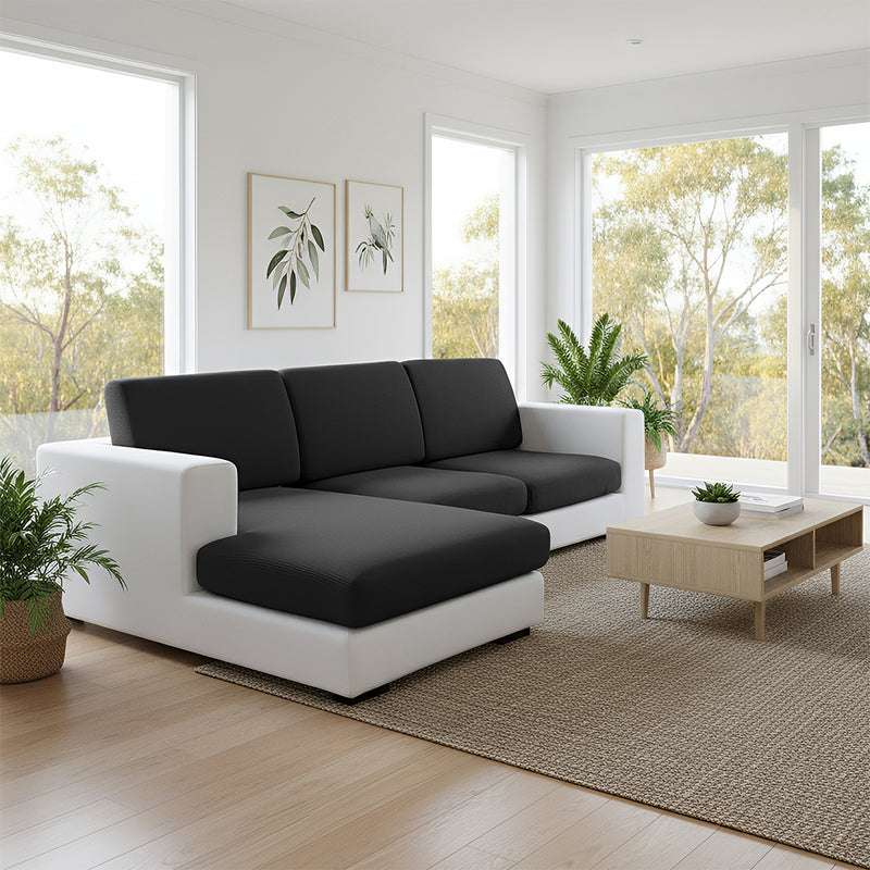 Anyhouz Sofa Cover – Black Polyester, Thick Stretchable, 1Pc Living Room Chair