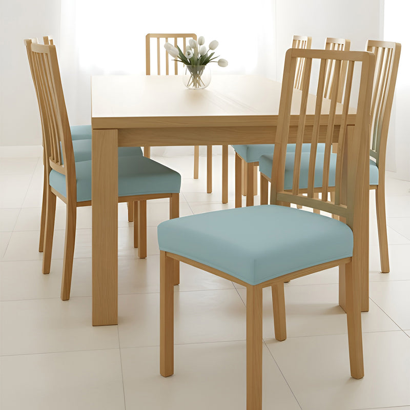 Anyhouz 2x Chair Cover Plain Lake Blue Stretch Seat Cover for Home Dinning Kitchen Washable Removable
