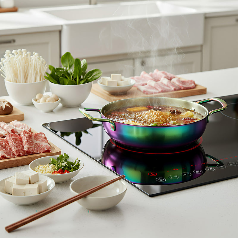 Anygleam Stock Pot Rainbow no.0-L Stainless Steel HotPot Without Lid Single-Layer Cooking Soup Noodle Sea Food Home Kitchen Restaurant Tools