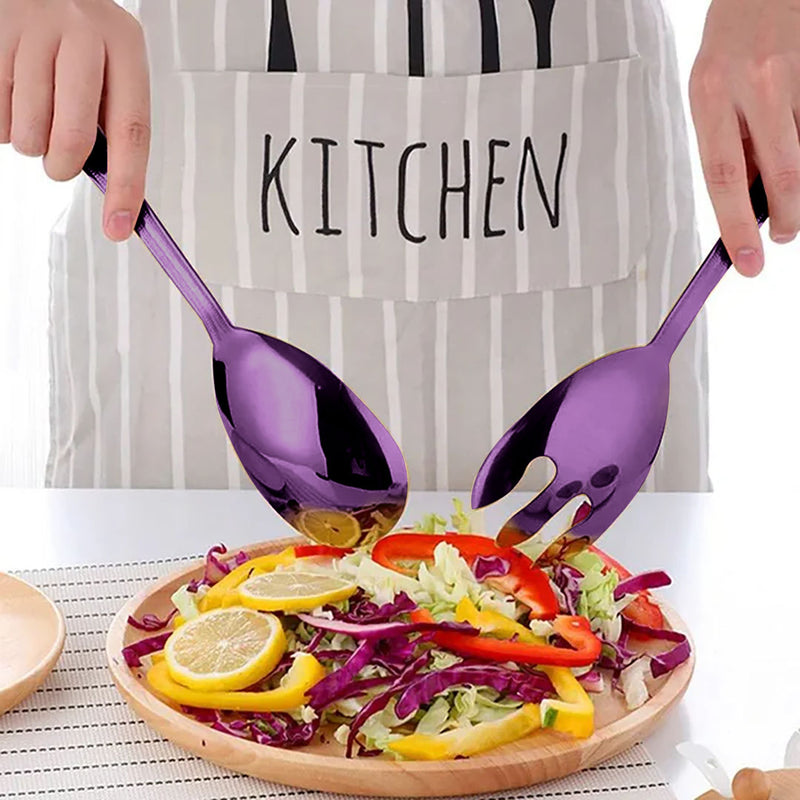 Anygleam Purple Giant Spoon & Fork Set – 2-Piece Stainless Steel