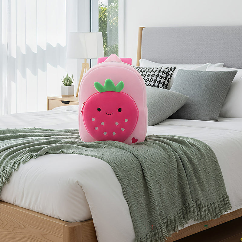 Anypack 3D  Pink Strawberry Kids School Backpack Cute Cartoon Animal Style Children Toddler Plush Bag Perfect Accessories For Boys and Girls