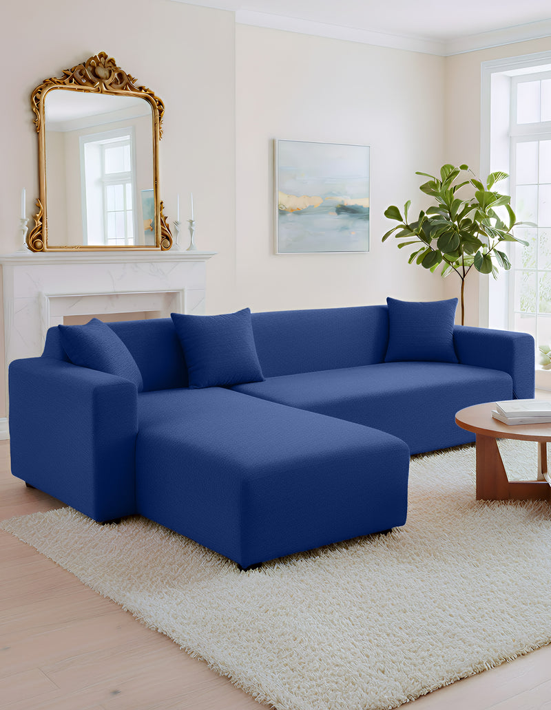 Anyhouz 4 Seater Sofa Cover Plain Royal Blue Style and Protection For Living Room Sofa Chair Elastic Stretchable Slipcover