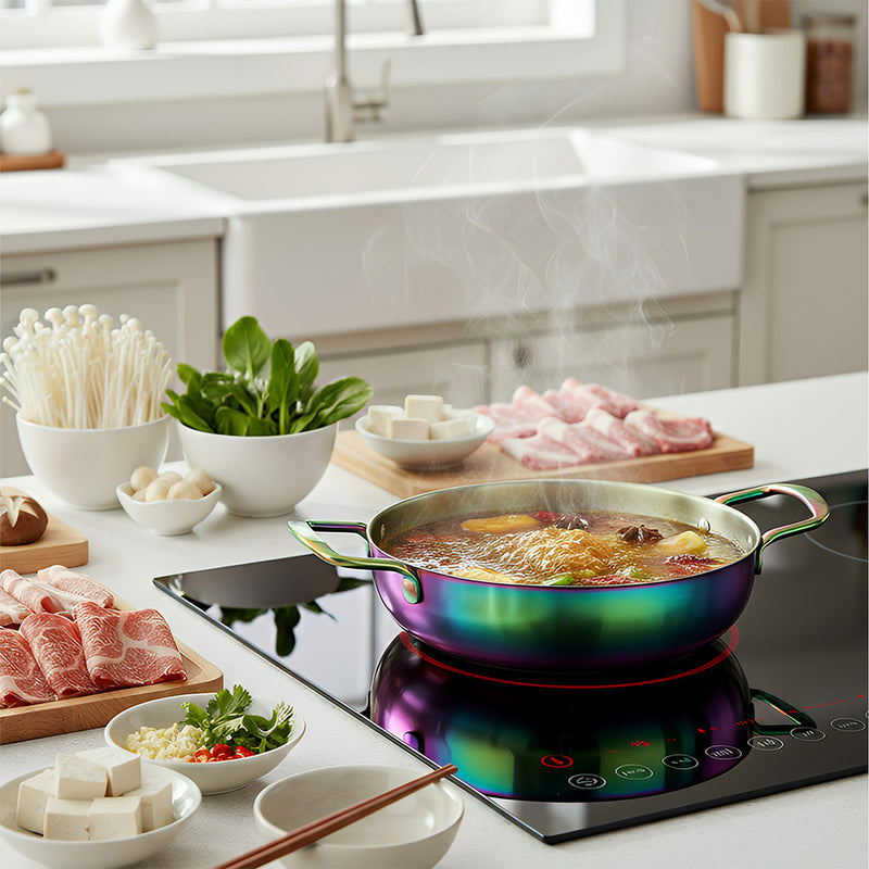 Anygleam Stock Pot Rainbow no.0-S Stainless Steel HotPot Without Lid Single-Layer Cooking Soup Noodle Sea Food Home Kitchen Restaurant Tools
