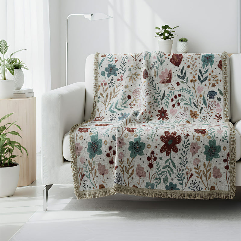 Anycozy Faux Cashmere Throw Blanket Forest Flower Pattern 180x340cm