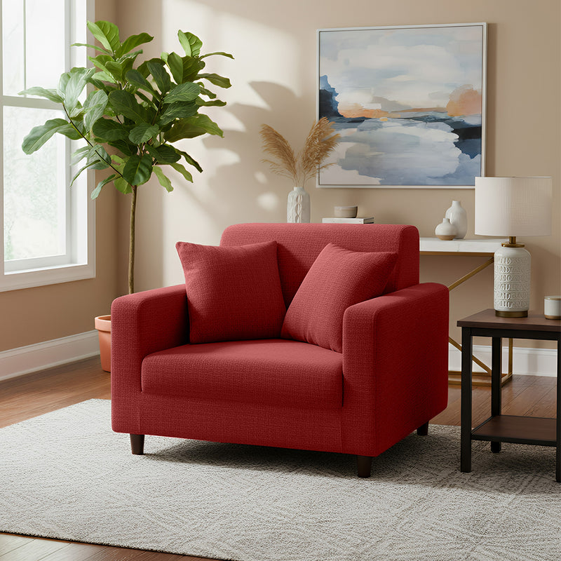 Anyseat 1 Seater Sofa Cover Plain Wine Red Style and Protection For Living Room Sofa Chair Elastic Stretchable Slipcover