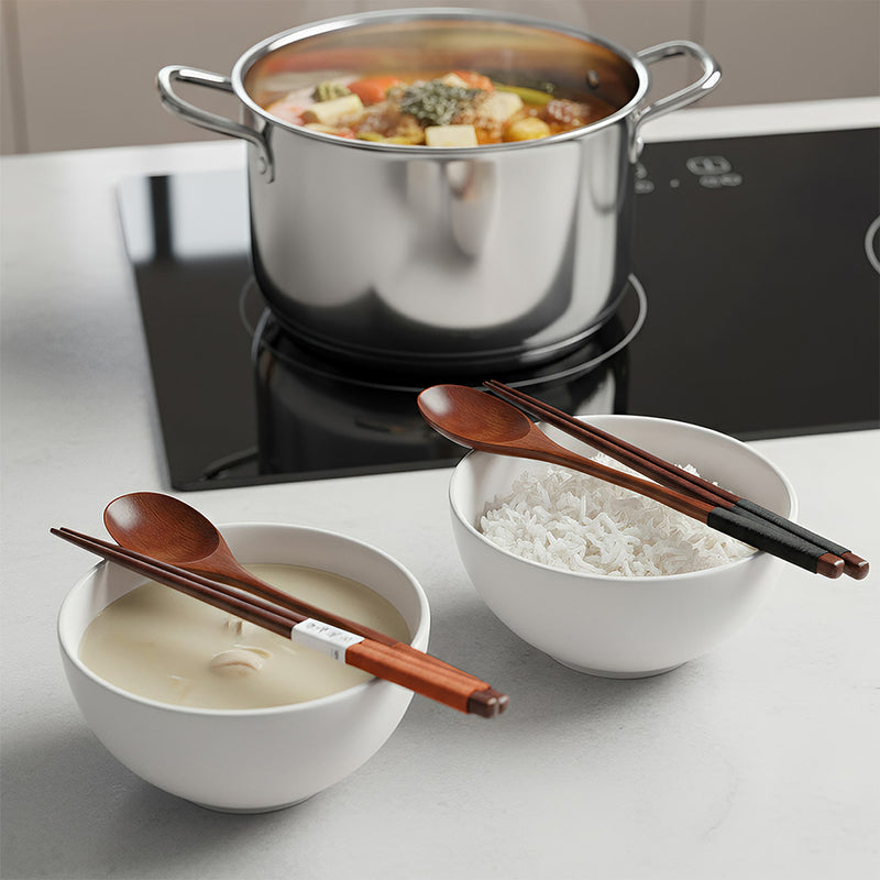 Anygleam Mixed Color 4pcs Wooden Chopsticks and Long Ladle Set Reusable Kitchen Tableware