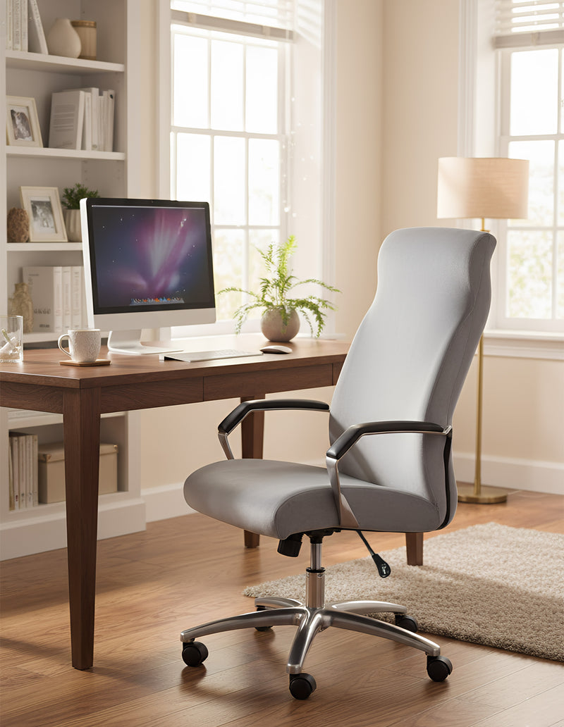 Anyseat Grey Velvet Office Chair Cover – Zippered Stretchable High‑Back Slipcover Protector