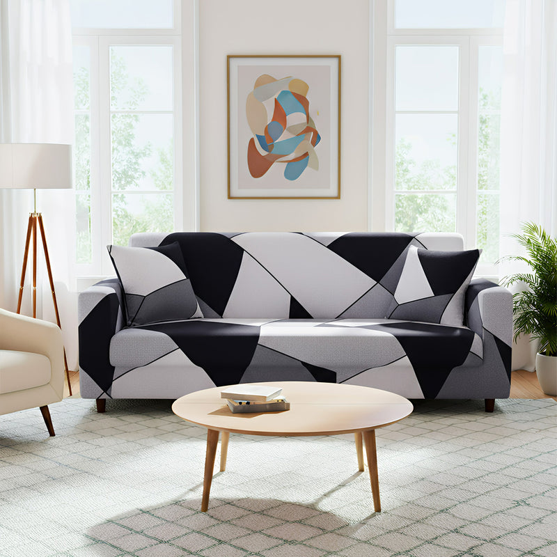 Anyseat 3-Seater Sofa Cover – Black White Geometric Style Slipcover for Living Room Chair Protection
