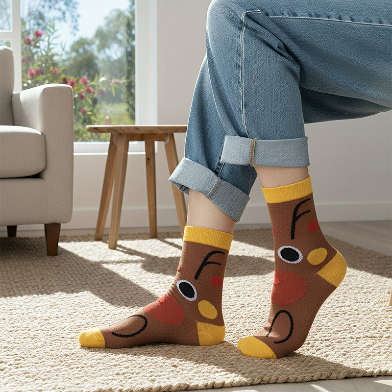 Anyfootwear 3 Pairs Women’s Holiday Cotton Socks Funny Gift Party Multi Color
