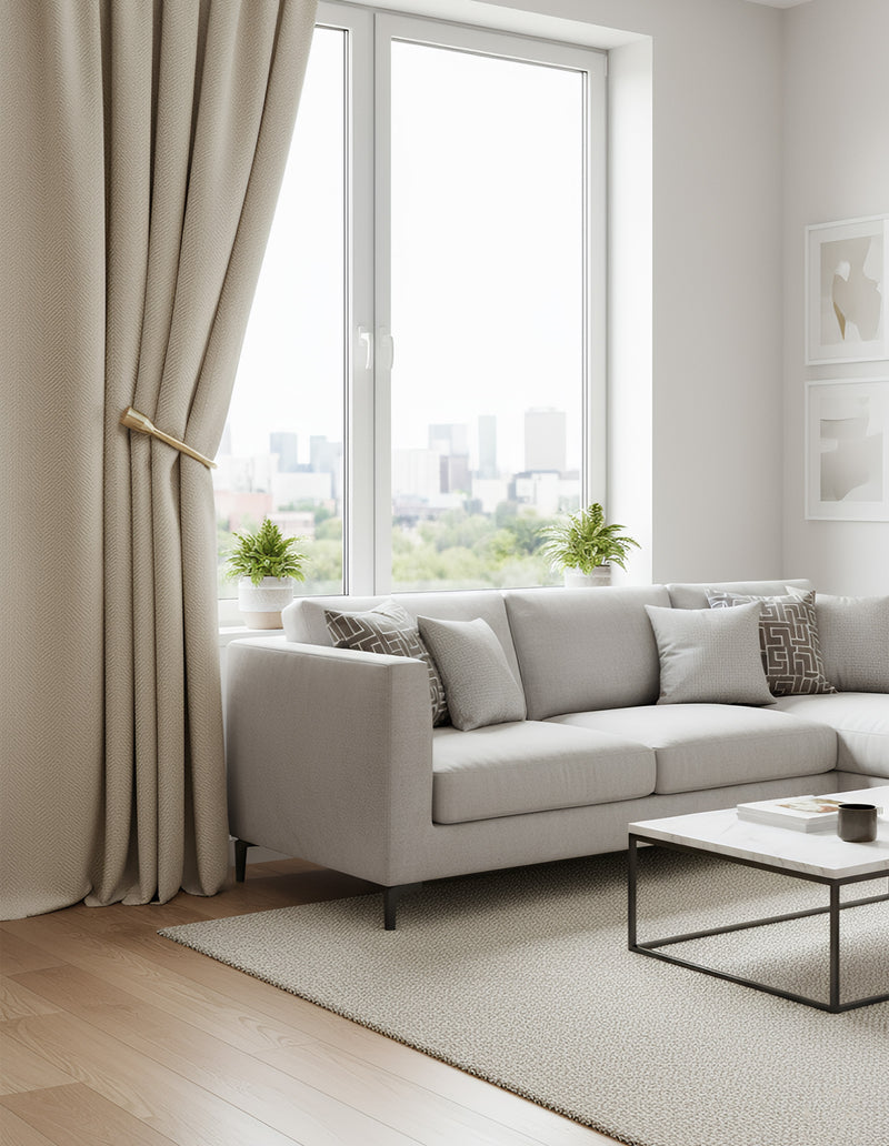 Anydrape Curtain Beige 500cmx250cm Thick Chenille Luxury Blackout Curtains