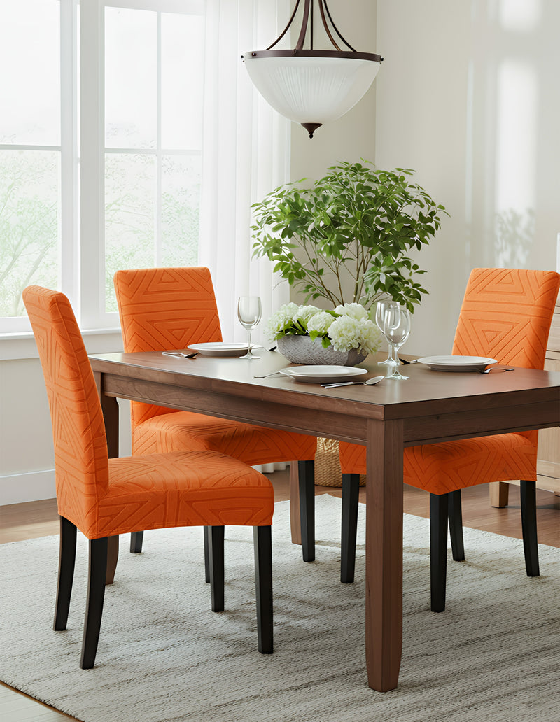Anyseat Orange Triangular Design Chair Cover – Elastic Anti‑Dirt Design for Dining, Kitchen, Wedding, Hotel & Banquet Use