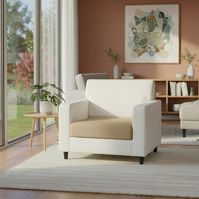 Anyhouz Sofa Cover – Beige Polyester, Thick Stretchable, 1Pc Living Room Chair