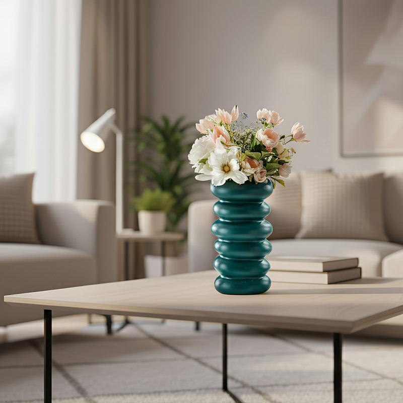 ANYDECO Flower Vase Blue Medium Nordic Plastic Spiral Pot Home Decor