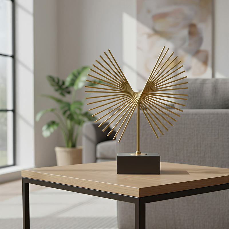 ANYDECO 27cm Luxury Gold Metal Tabletop Home Decor Modern Art Living Room Display House Decorative Crafts Metal Ornaments