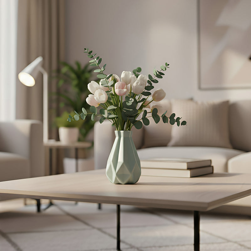 ANYDECO Flower Vase Light Green Medium Geometric Style Nordic Pot Home Decor
