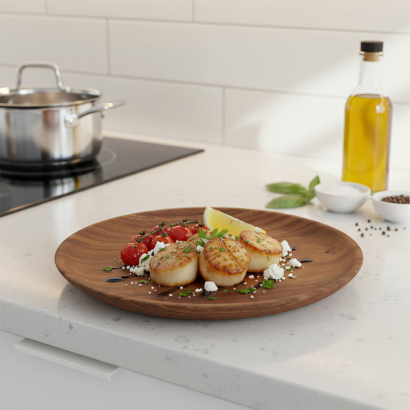 Anygleam Dark Brown 4pcs Wooden Plate Serving Tray  Food Kitchen Tableware