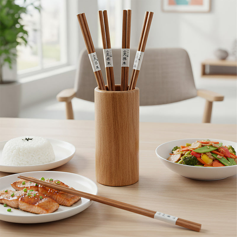 Anygleam Natural Wood Color 5pairs Wooden Sushi Chopsticks Reusable Kitchen Tableware