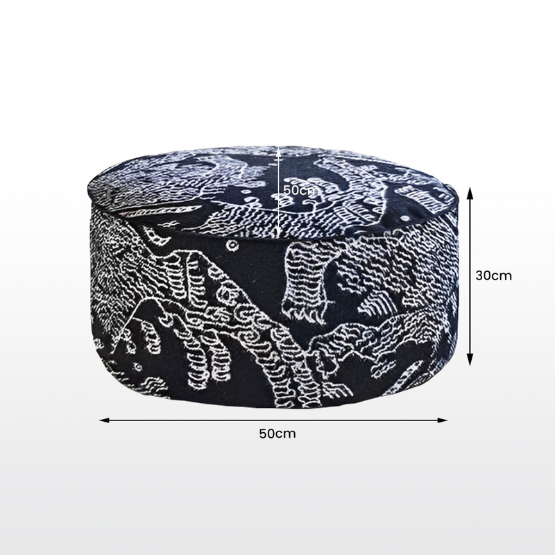 Anypillow 2PC 50x30CM Black Round Soft Pouffe Seat Cushion Elegant Home Accent Decor Stylish Footstool