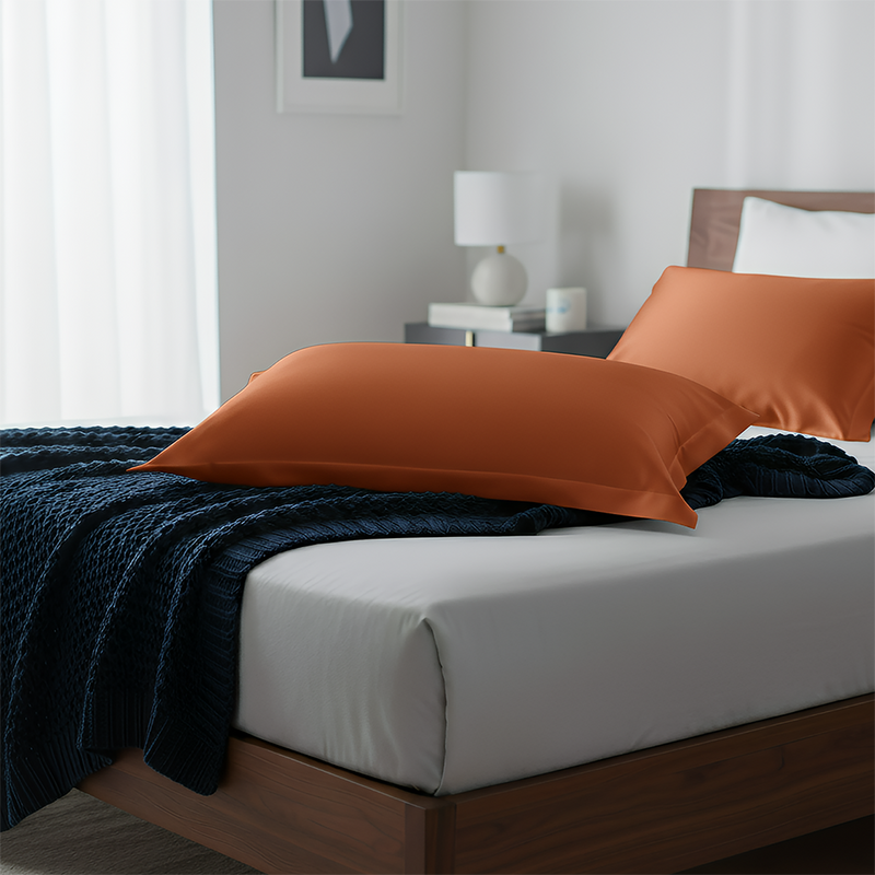 ANYHOUZ Pillowcase Orange Luxury Soft Natural Mulberry Silky Two Sided Satin Cover